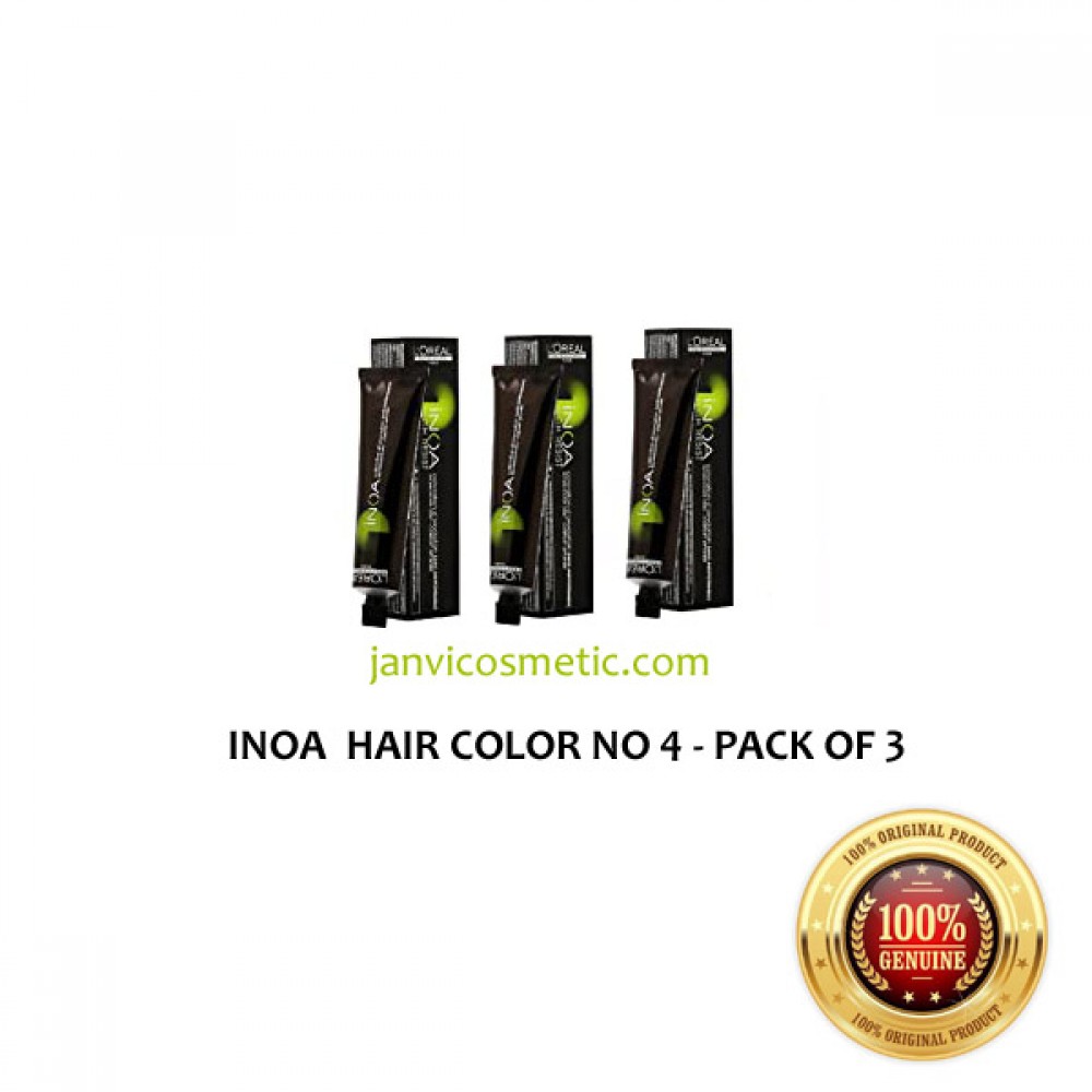 L'Oreal Professionnel Inoa Hair Colour No 4 Brown Pack of 3 Janvi